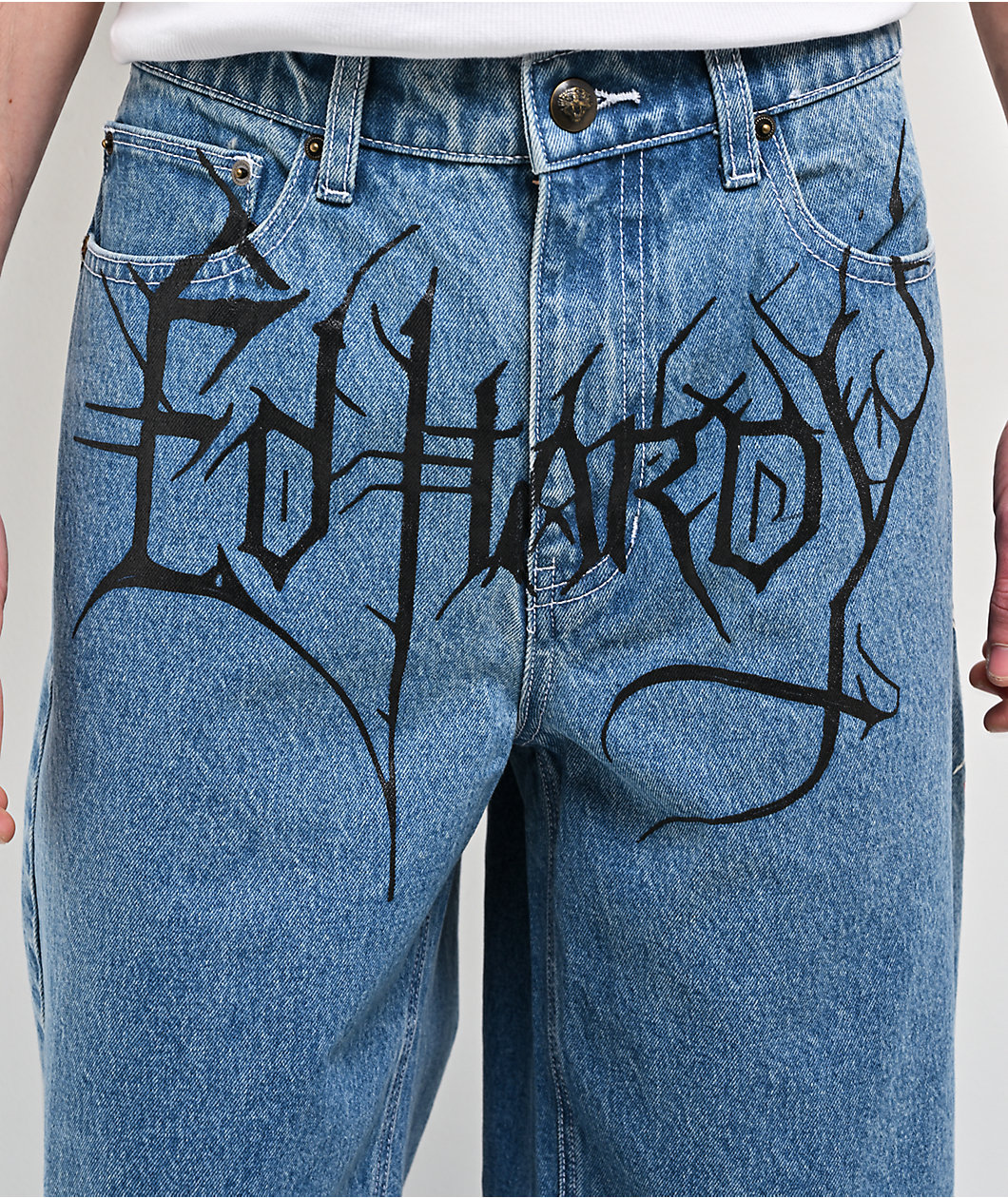 Ed Hardy Panteras Blue Wash Baggy Jeans