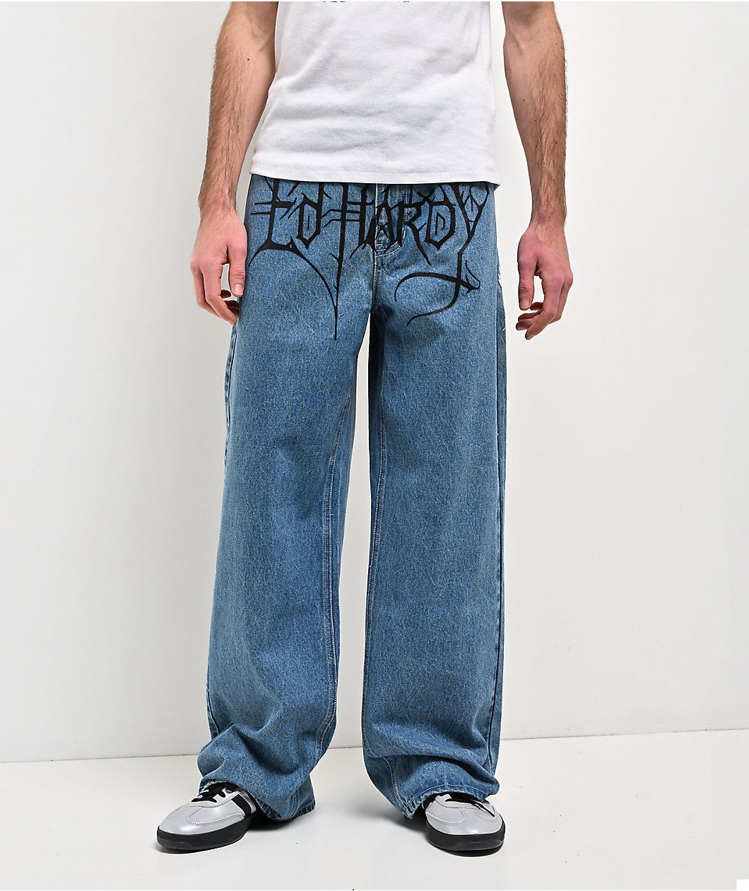 Ed Hardy Panteras Blue Wash Baggy Jeans