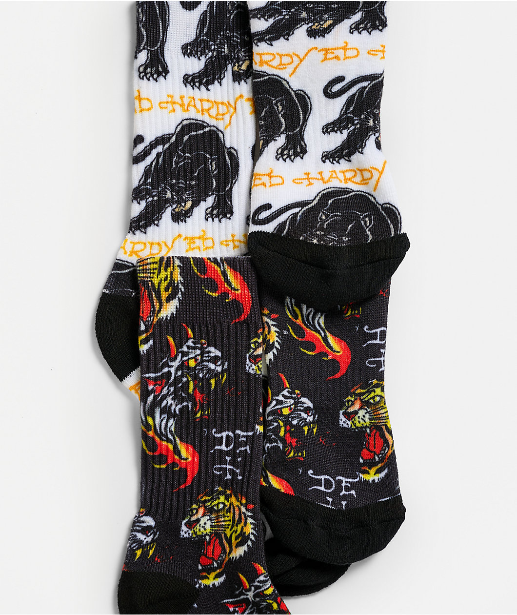 Ed Hardy Panther Black & White 2 Pack Crew Socks