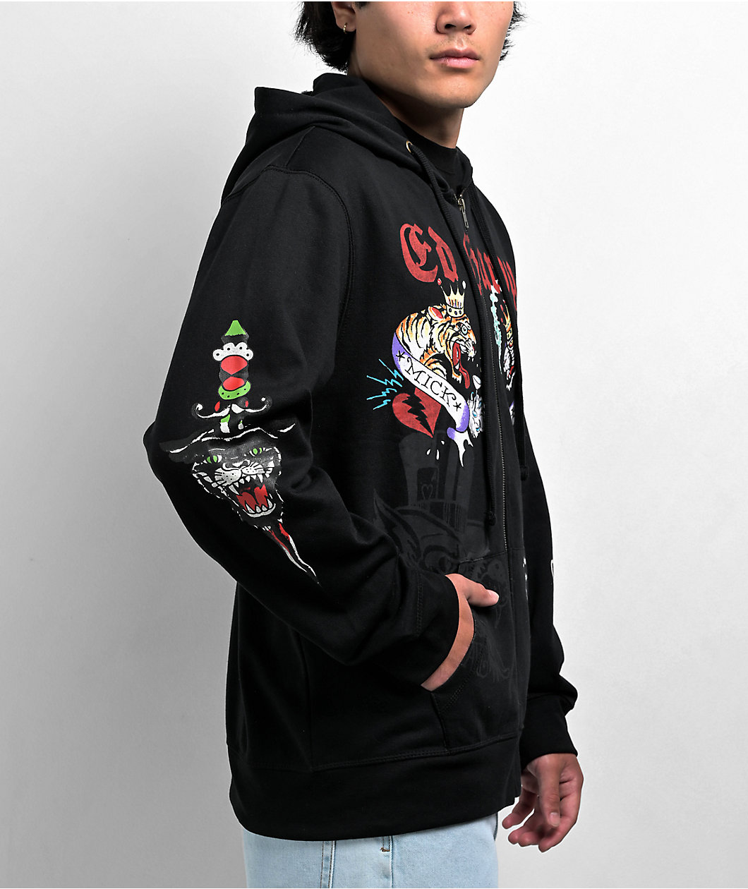 Ed Hardy Panther Black Zip Hoodie