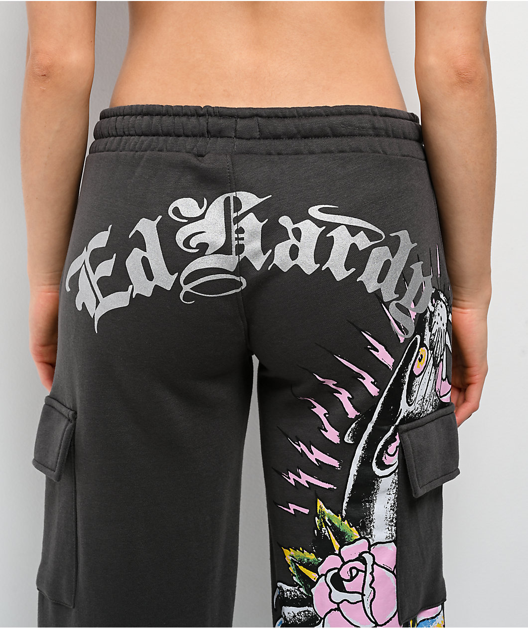 Ed Hardy Panther Charcoal Cargo Sweatpants