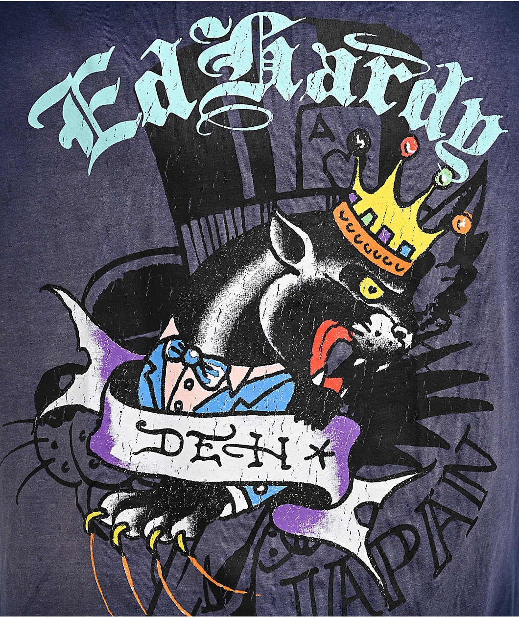 Ed Hardy Panther Crown Sunfade Navy T-Shirt