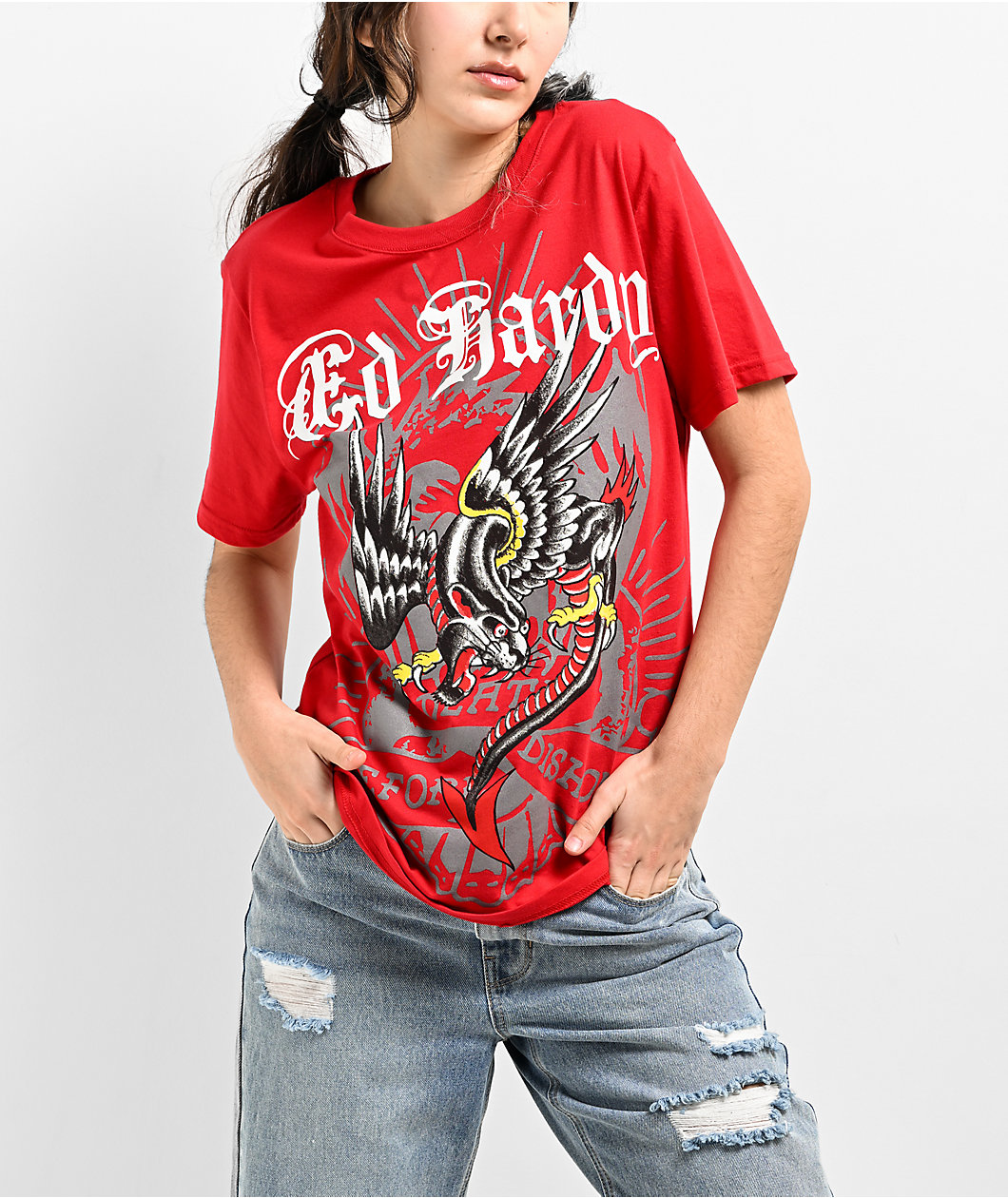 Ed Hardy Panther Dragon Red T-Shirt