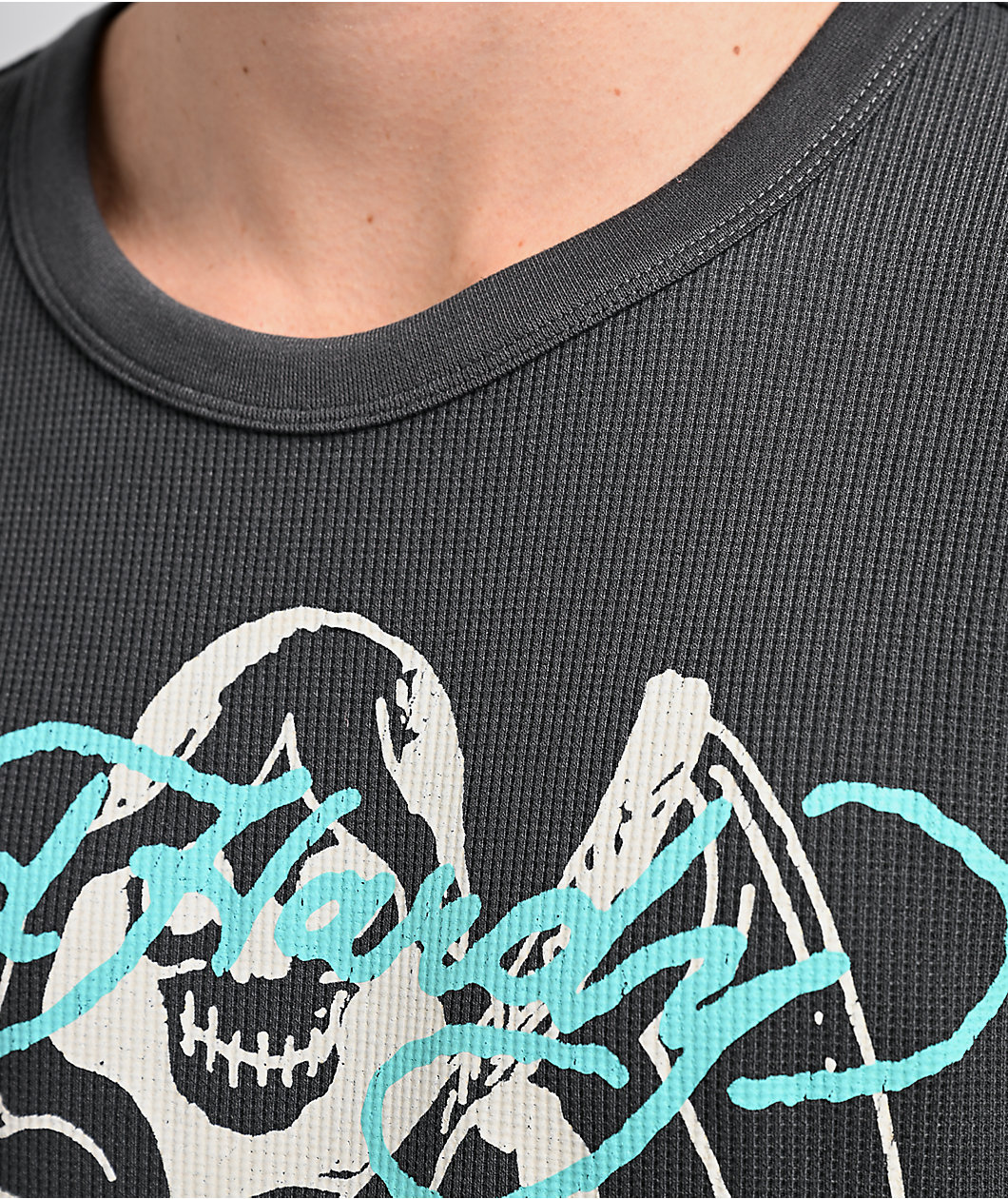 Ed Hardy Panther Flames Grey Thermal Long Sleeve T-Shirt