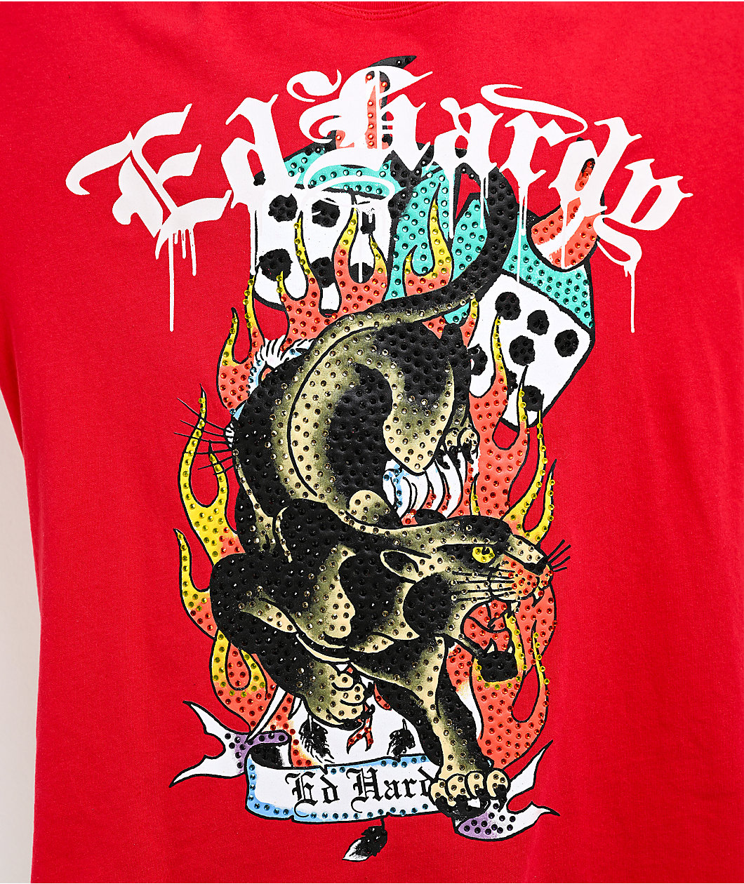 Ed Hardy Panther Flames Red Boxy T-Shirt
