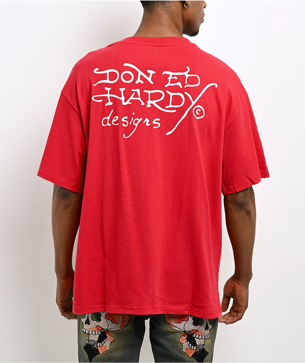 Ed Hardy Panther Flames Red Boxy T-Shirt