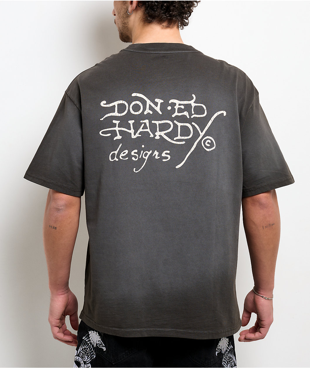 Ed Hardy Panther Flames Sunfade Grey T-Shirt