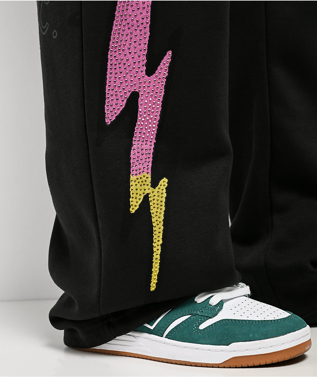 Ed Hardy Panther Rose Rhinestone Black Baggy Sweatpants