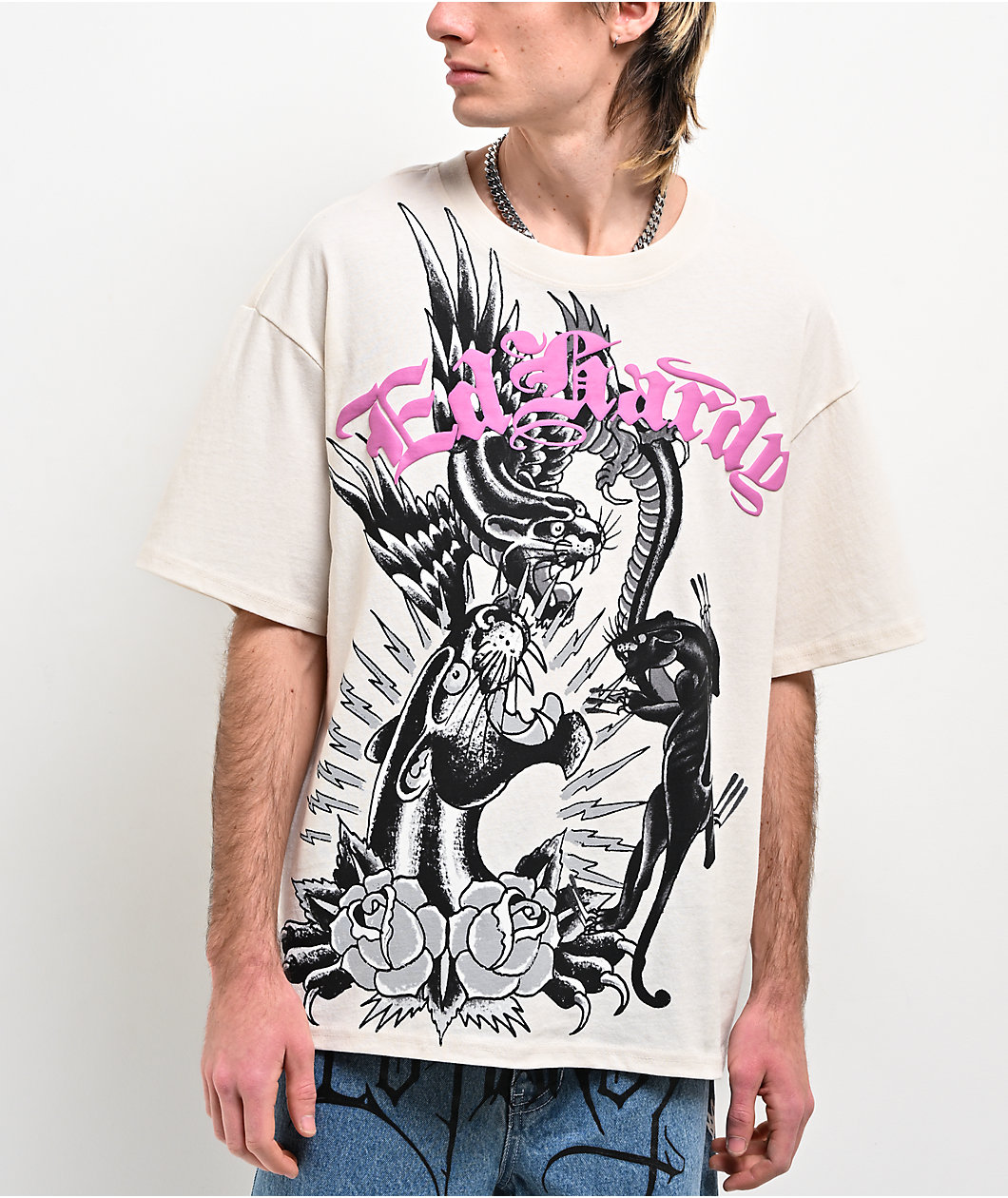 Ed Hardy Panthers Ivory T-Shirt