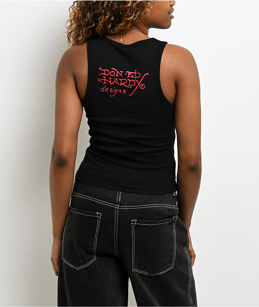Ed Hardy Panthers Rhinestone Black Tank Top