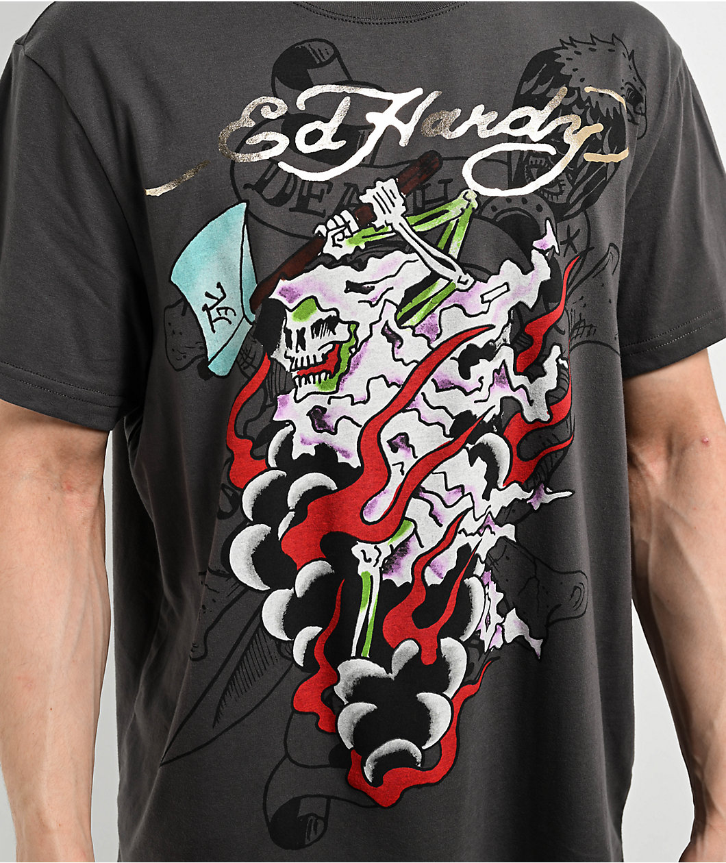 Ed Hardy Reaper Charcoal T-Shirt