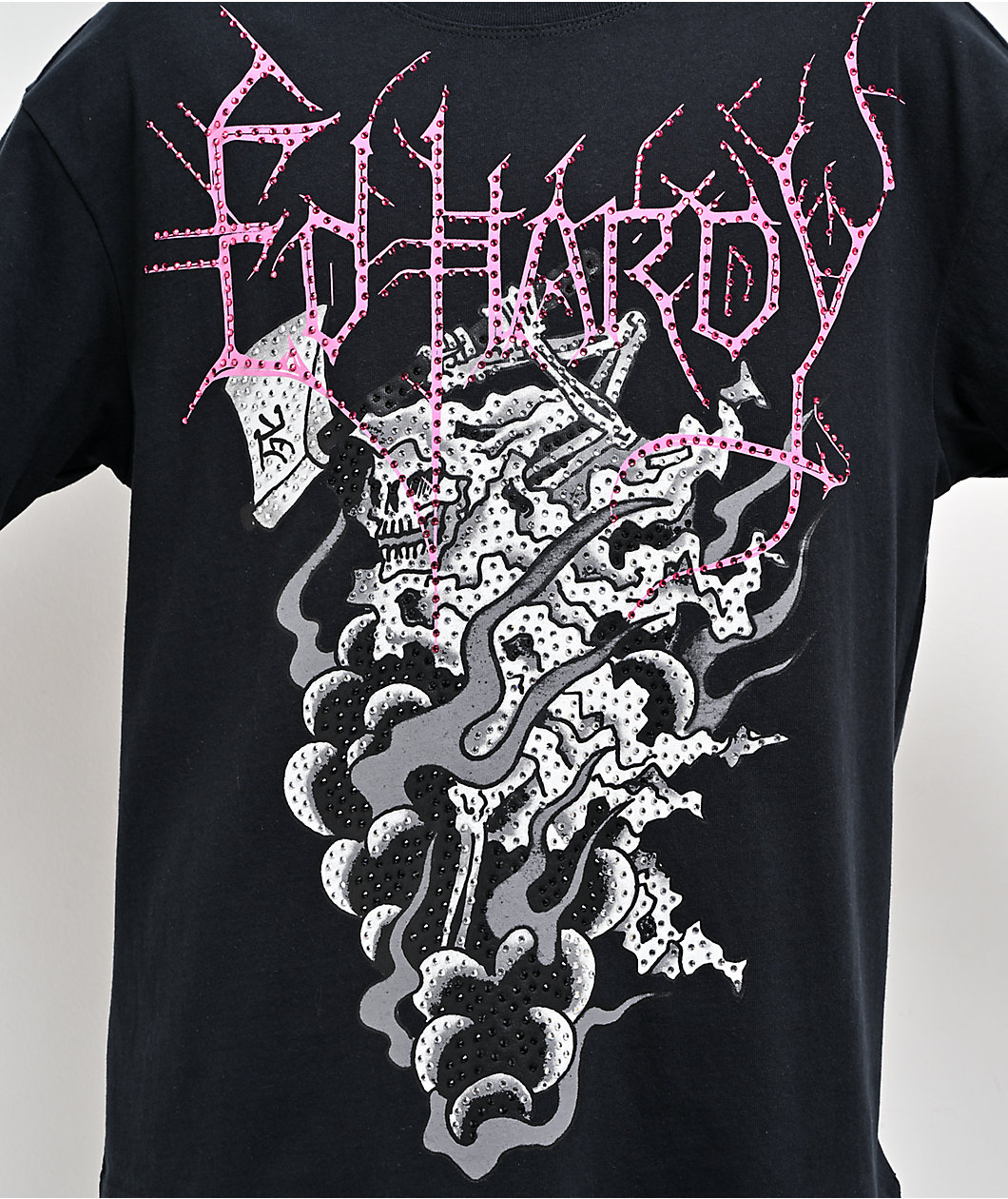Ed Hardy Reaper Ghost Rhinestone Black T-Shirt