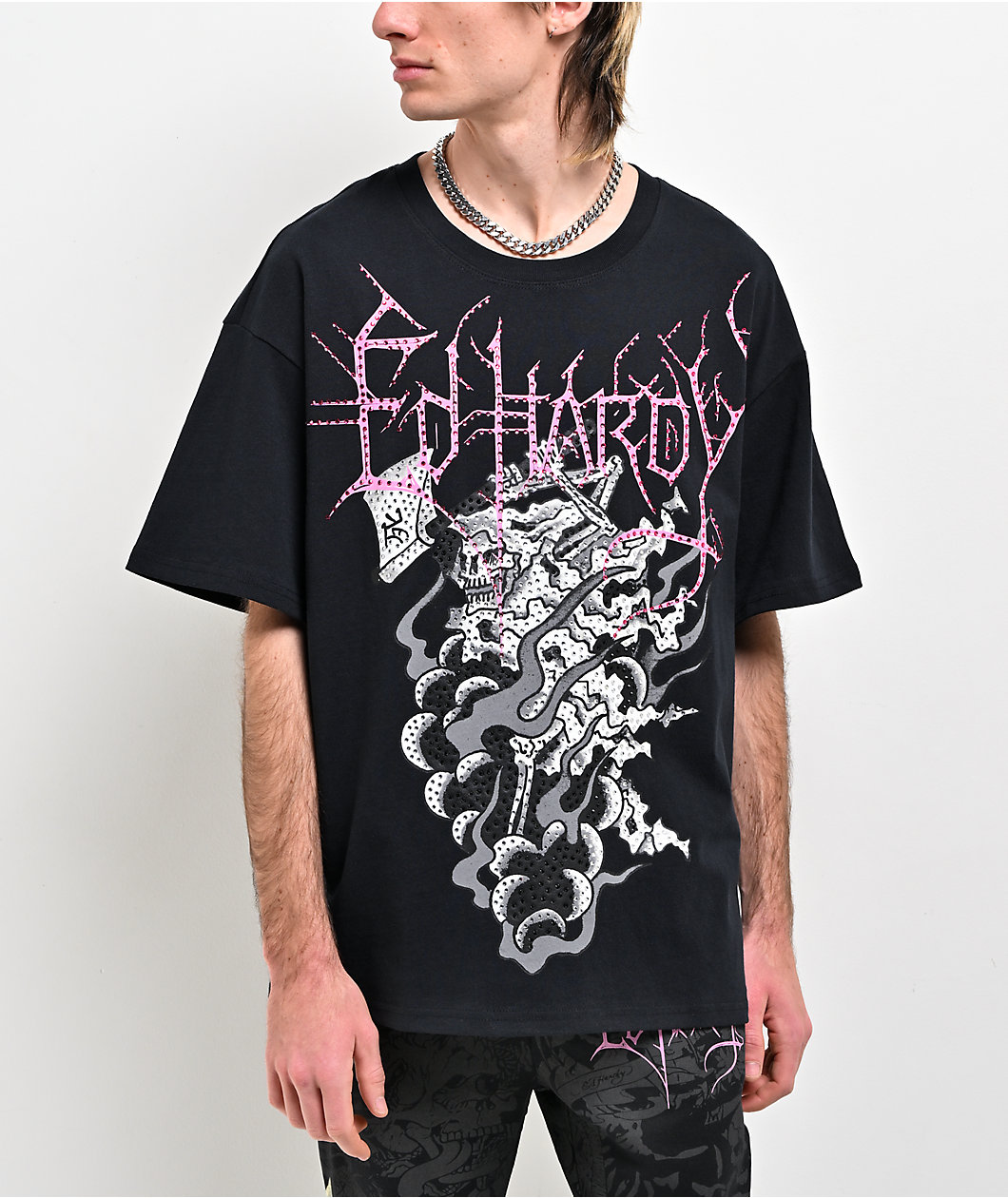 Ed Hardy Reaper Ghost Rhinestone Black T-Shirt