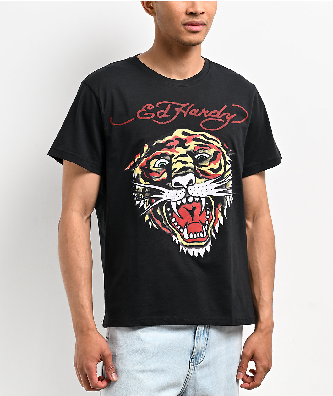Ed Hardy Retro Tiger Black Boxy T-Shirt