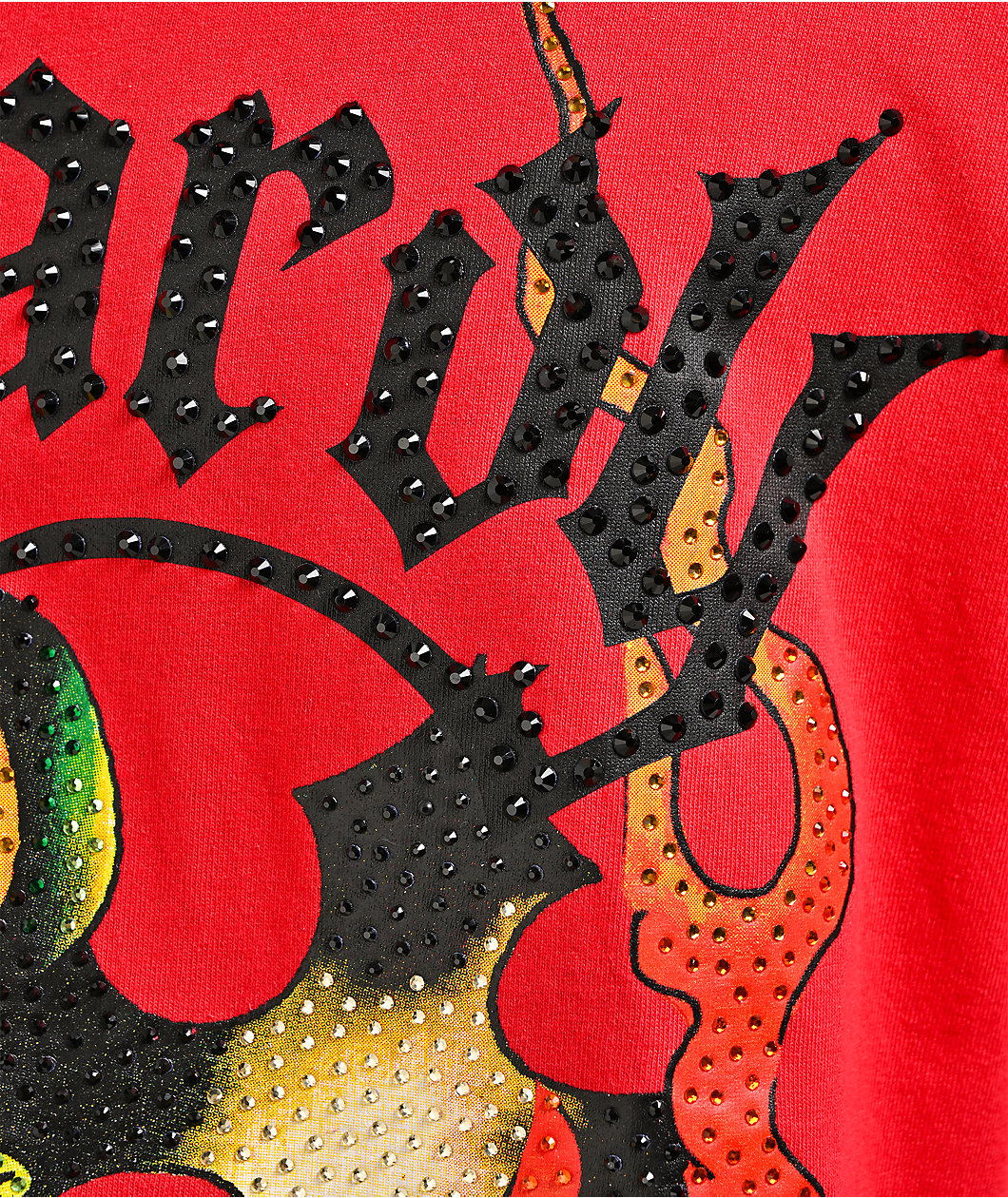 Ed Hardy Rhinestone Skulls Red T-Shirt