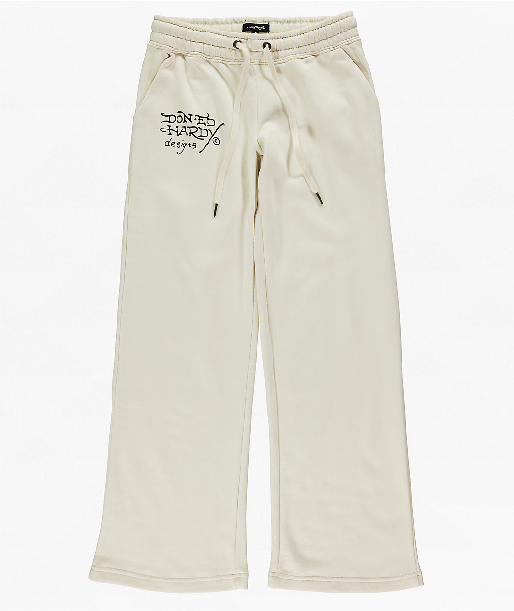 Ed Hardy Sacred Heart Ivory Wide Leg Sweatpants