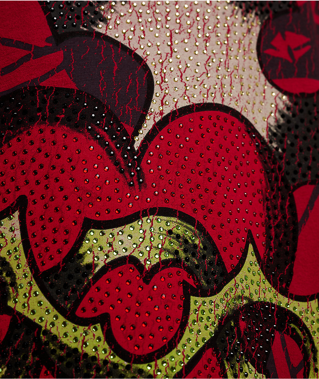 Ed Hardy Sacred Heart Rhinestone Red Boxy T-Shirt