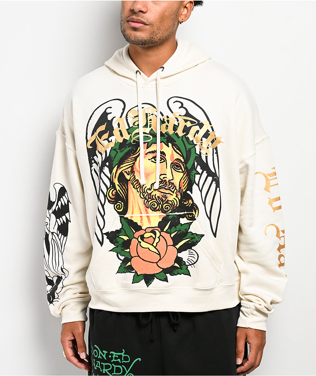 Ed Hardy Savior Ivory Hoodie