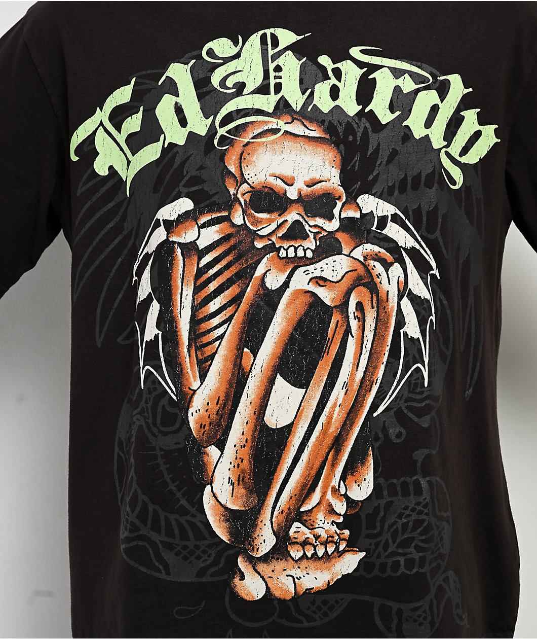 Ed Hardy Skeleton Black Wash Boxy T-Shirt