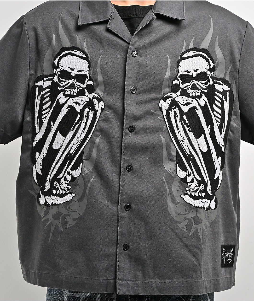 Ed Hardy Skeleton Charcoal Work Shirt