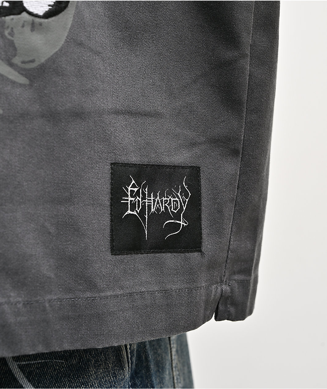 Ed Hardy Skeleton Charcoal Work Shirt