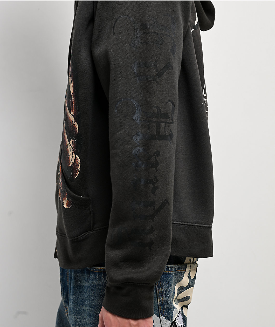 Ed Hardy Skeletons Sunfade Grey Zip Hoodie