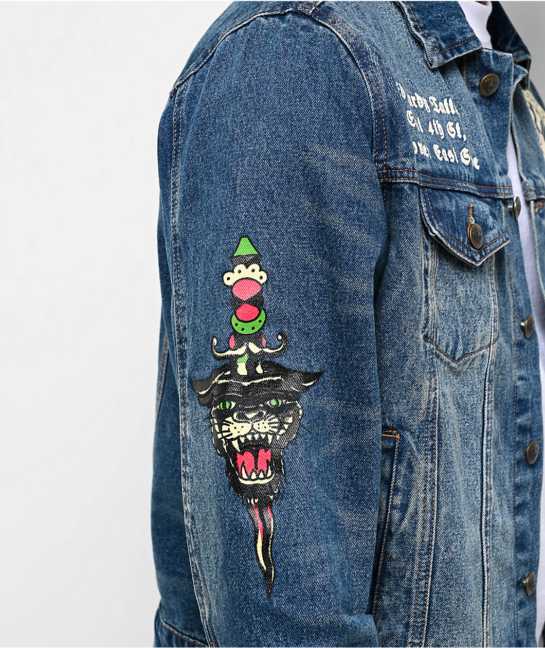 Ed Hardy Skull Blue Wash Denim Jacket