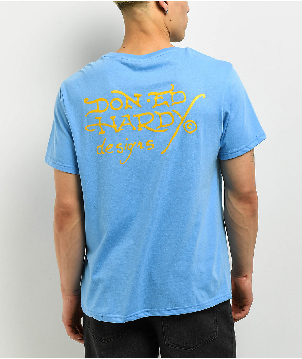 Ed Hardy Skull Panther Powder Blue T-Shirt