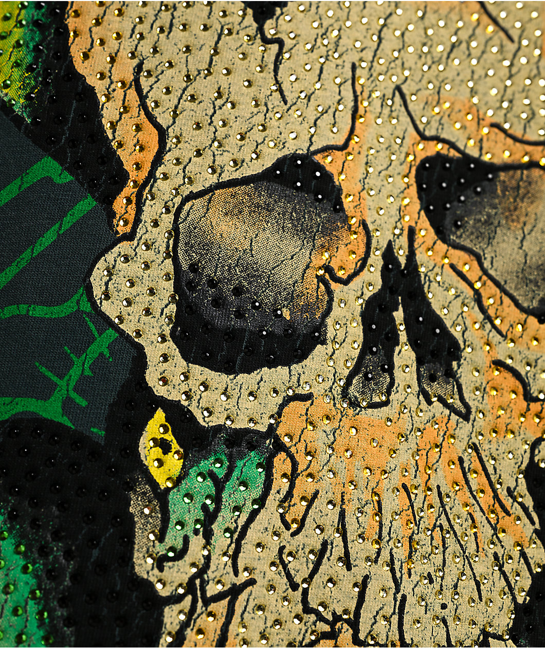 Ed Hardy Skull Snakes Rhinestone Hunter Green T-Shirt