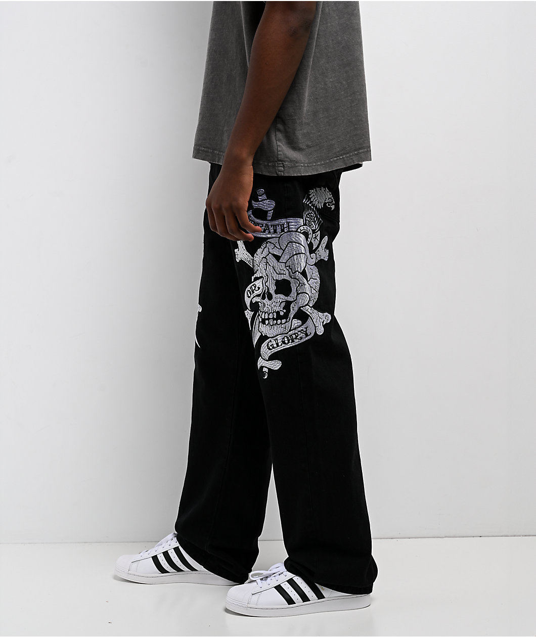 Ed Hardy Skulls Black Baggy Denim Jeans