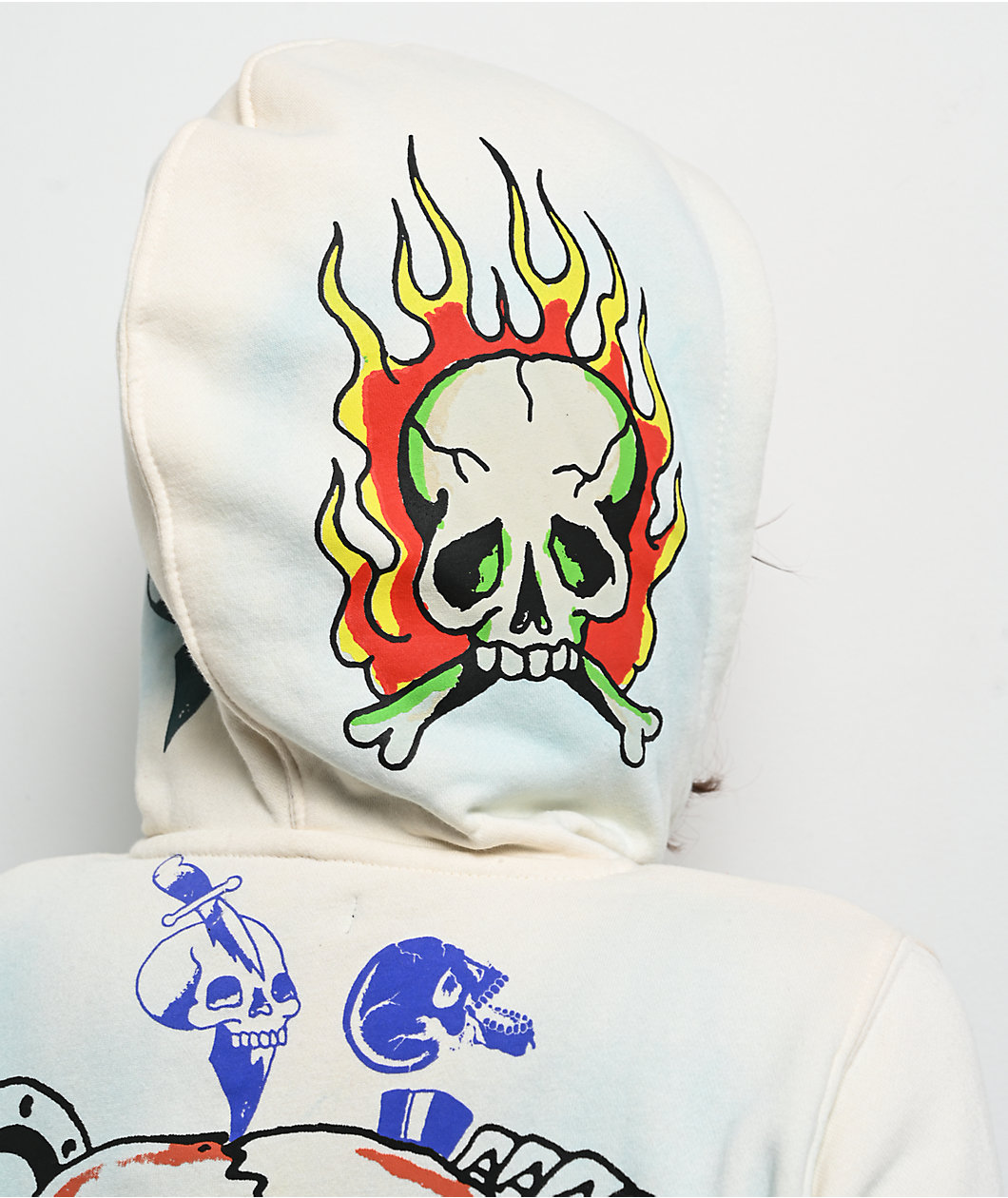 Ed Hardy Skulls Ivory Zip Hoodie