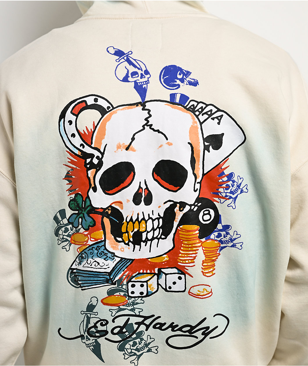 Ed Hardy Skulls Vintage Ivory Zip Hoodie at Foxvalley Mall in