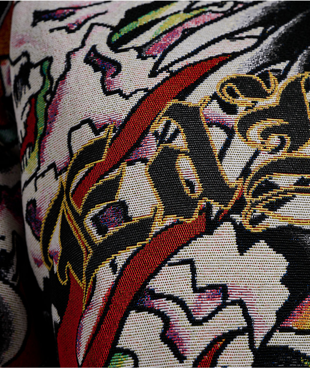 Ed Hardy Tattoo Collage Black Tapestry Hoodie