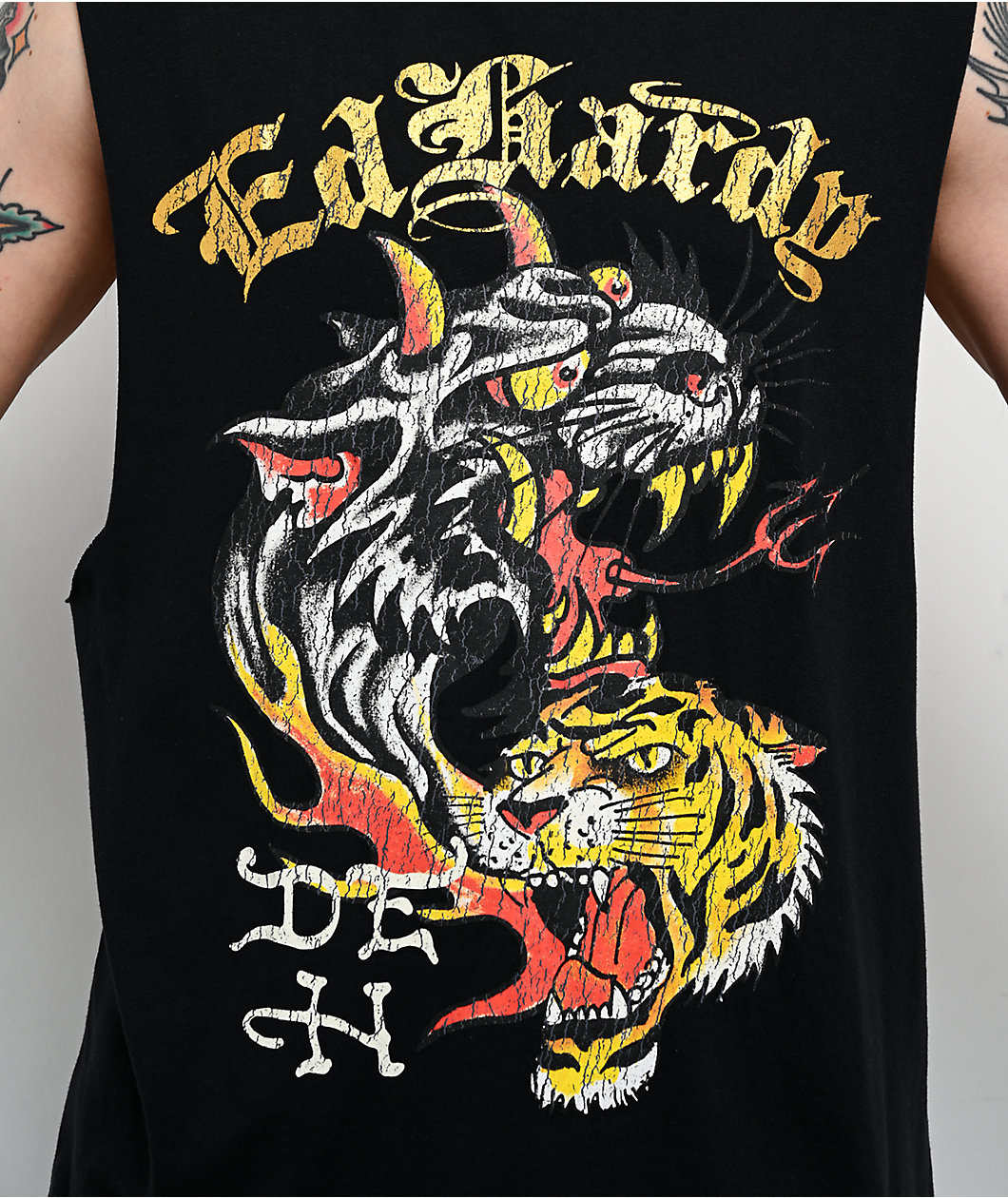 Ed Hardy Tiger Black Cutoff Tank Top