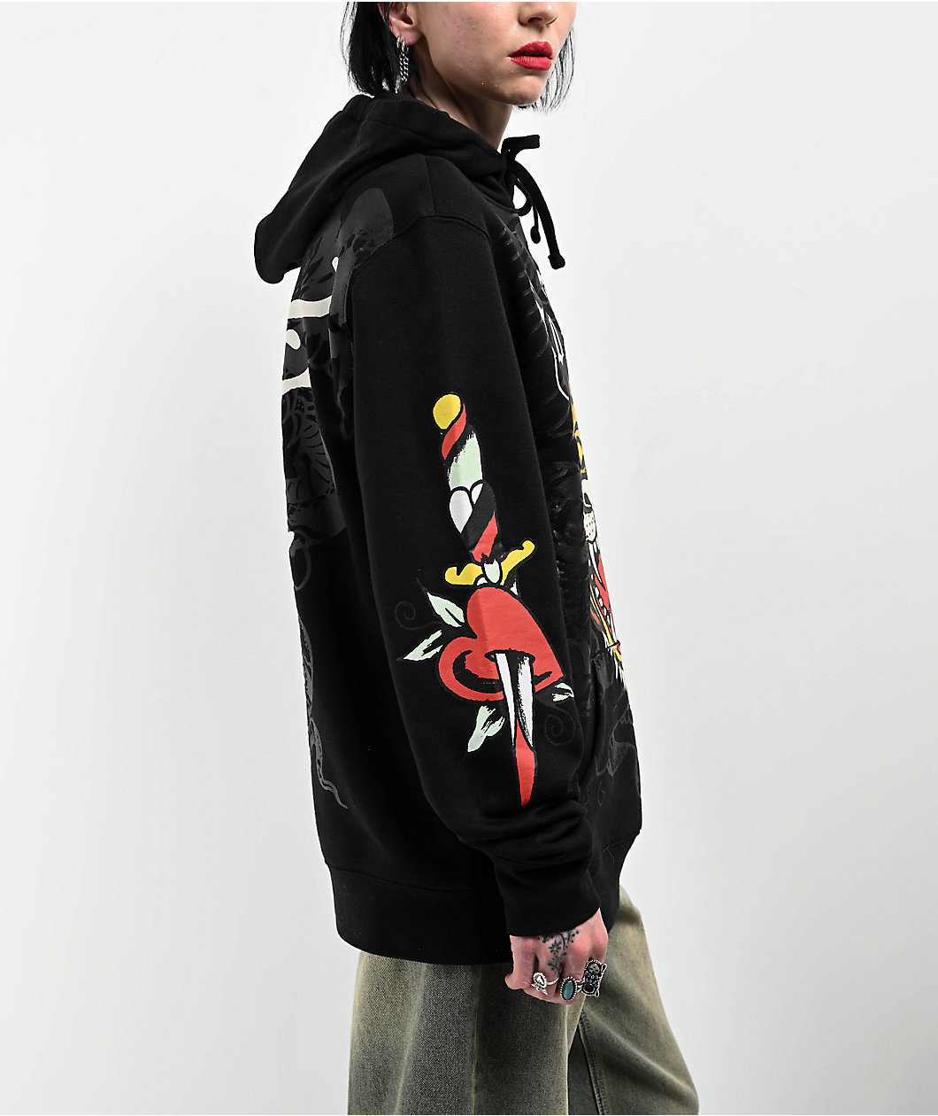 Ed Hardy Tiger Dagger Black Hoodie