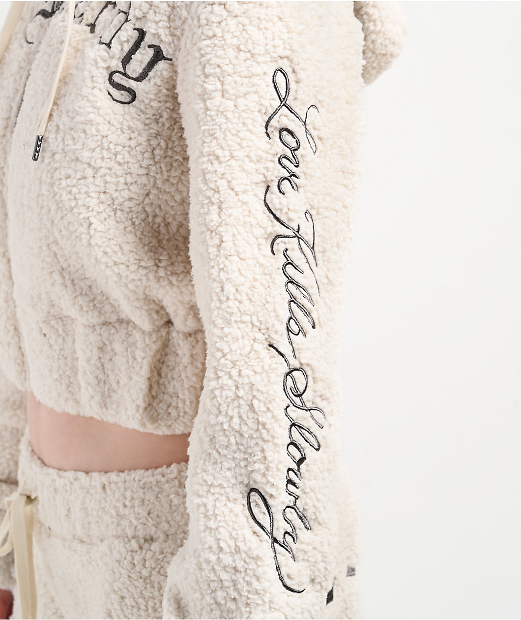 Ed Hardy Tiger Ivory Sherpa Zip Hoodie