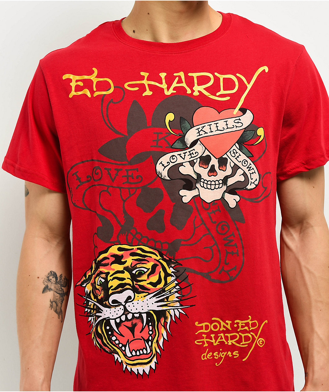 Ed Hardy Tiger Skull Red T-Shirt