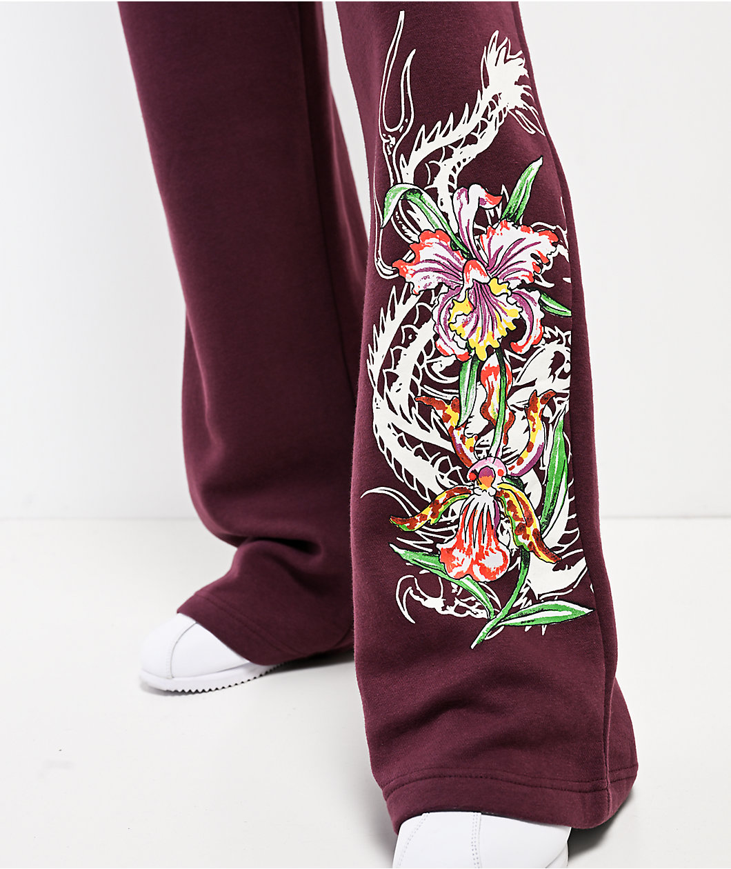 Ed Hardy Tigers Fig Red Wide Leg Sweatpants