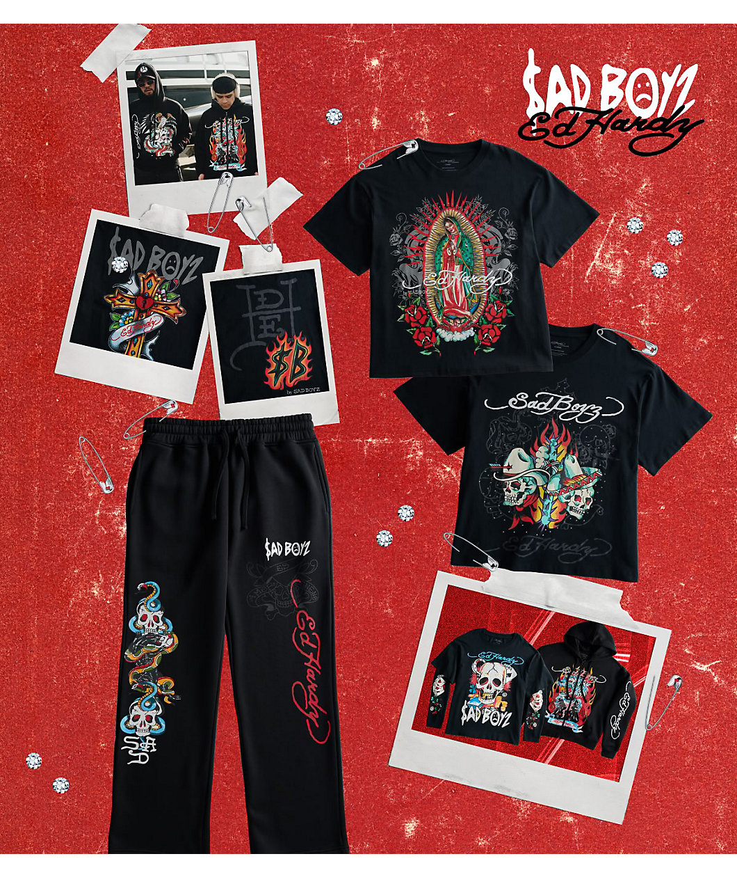 Ed Hardy x $AD BOYZ by Junior H Eagle Skull Black Hoodie