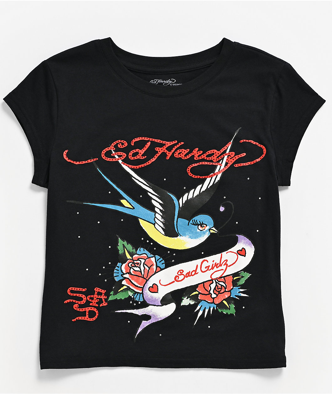 Ed Hardy x $AD BOYZ by Junior H Swallow Black T-Shirt
