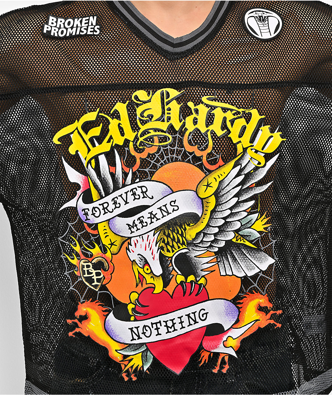 Ed Hardy x Broken Promises Forever Means Nothing Black Mesh Jersey