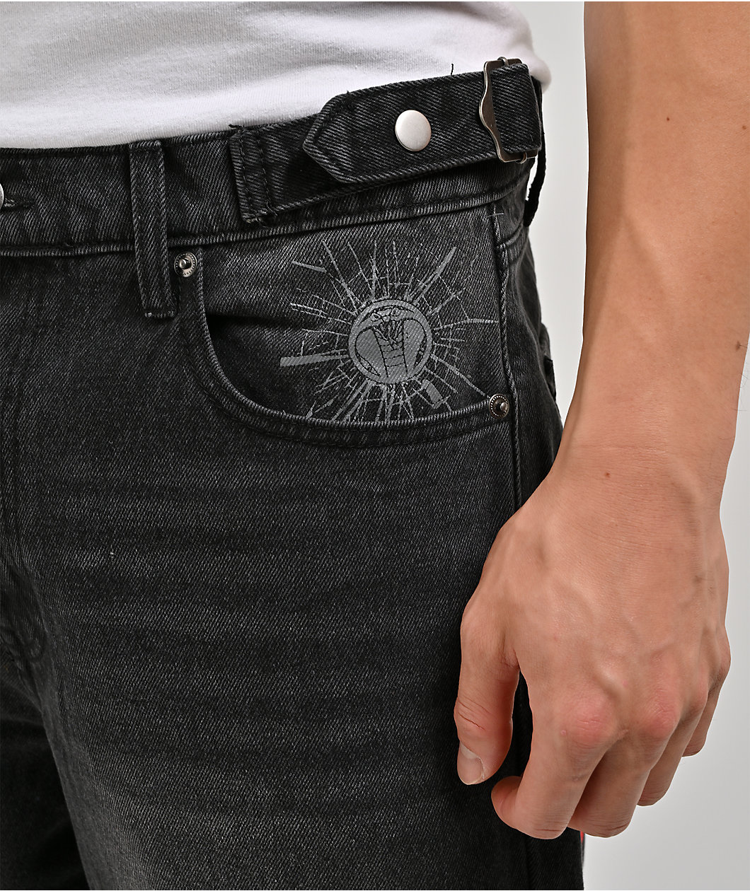 Ed Hardy x Broken Promises Forget You Black Baggy Jeans