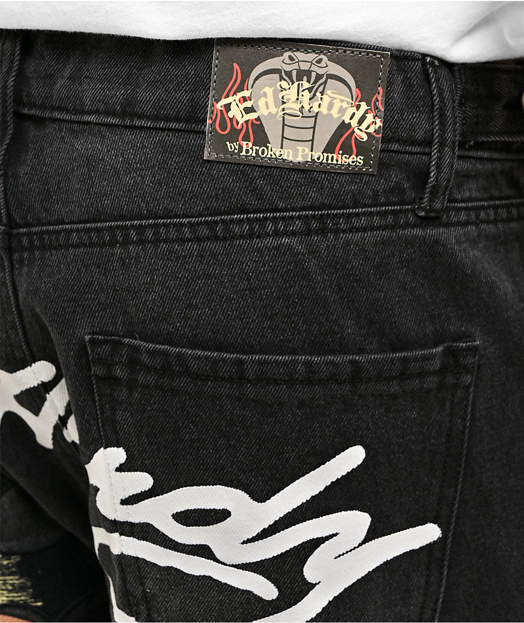 Ed Hardy x Broken Promises Forget You Black Baggy Jeans