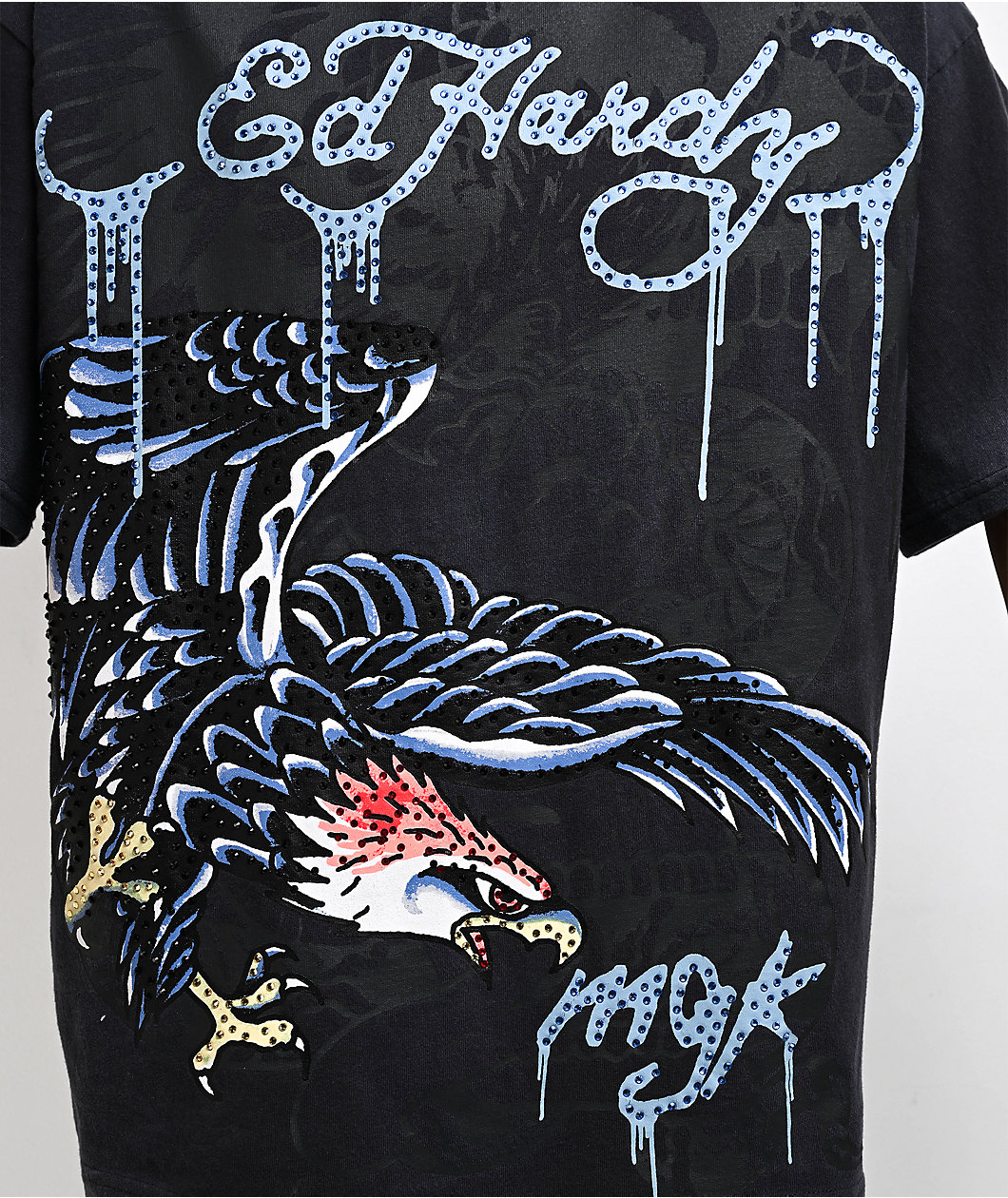 Ed Hardy x EST 19XX Rhinestone Eagle Black Wash T-Shirt