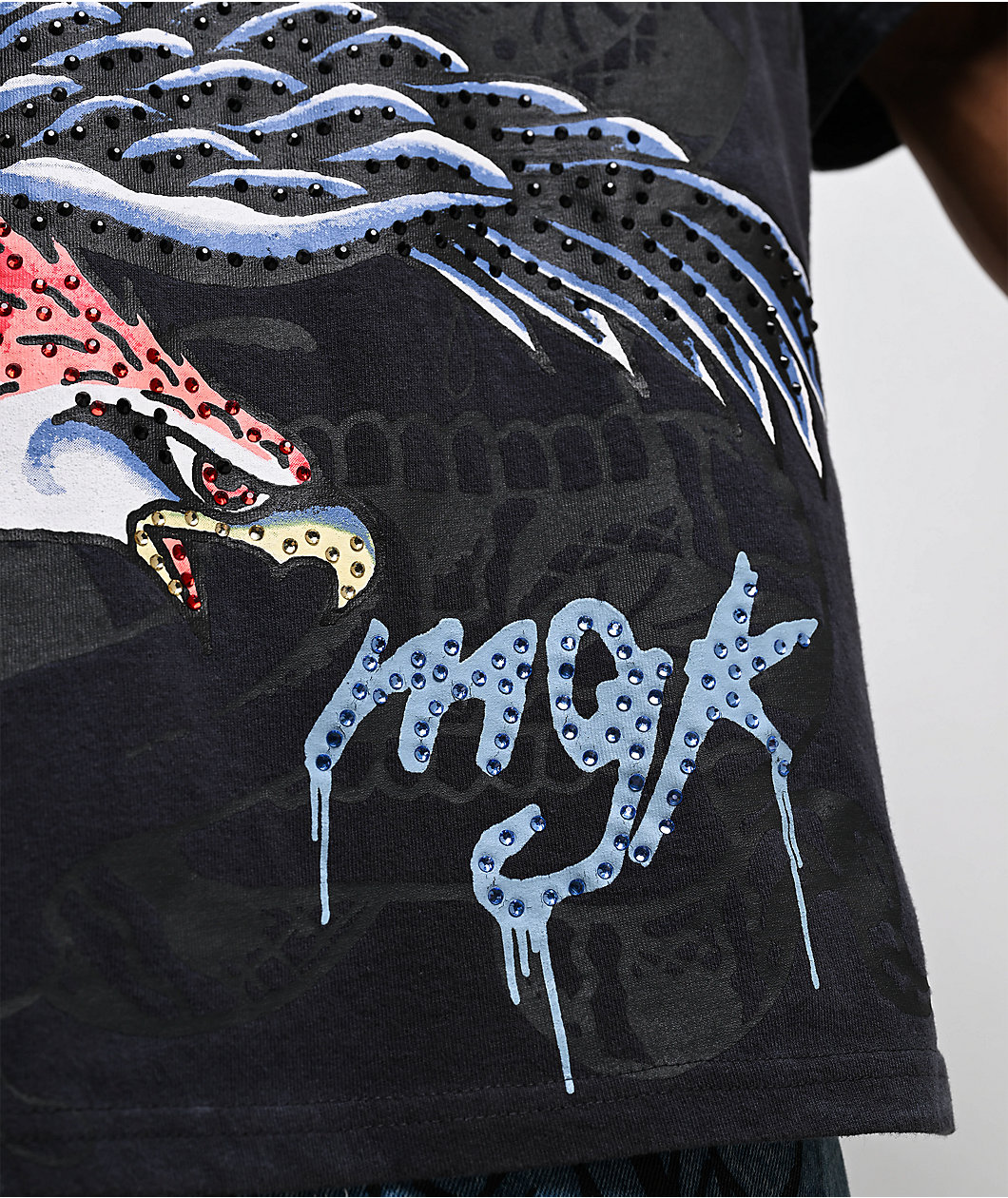 Ed Hardy x EST 19XX Rhinestone Eagle Black Wash T-Shirt