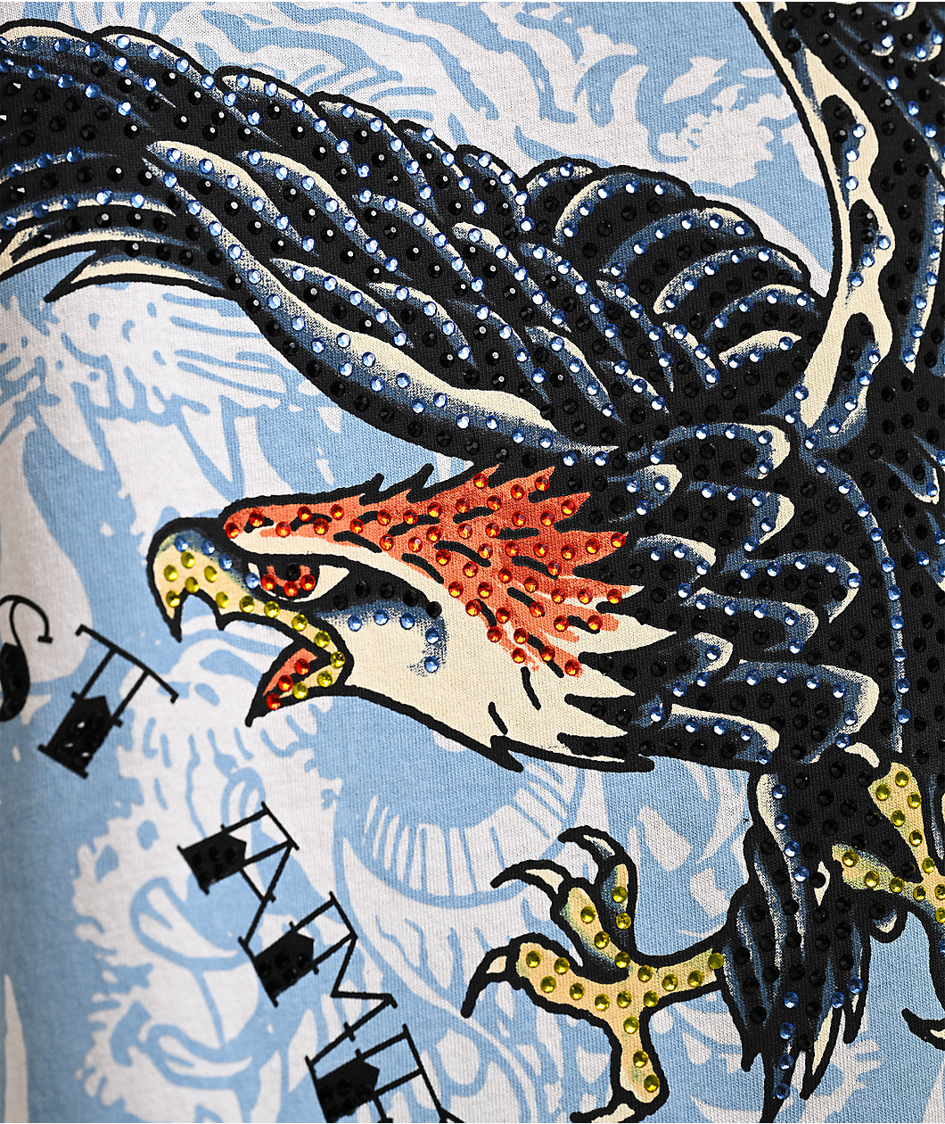 Ed Hardy x EST 19XX Rhinestone Eagle Cream Long Sleeve T-Shirt