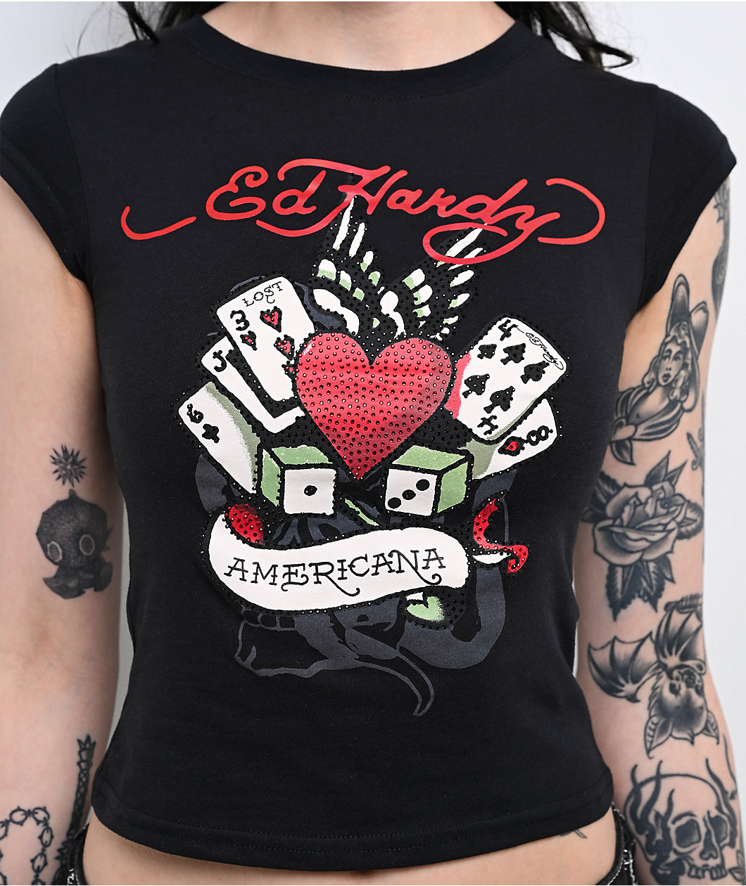 Ed Hardy x MGK Card Wings Black T-Shirt