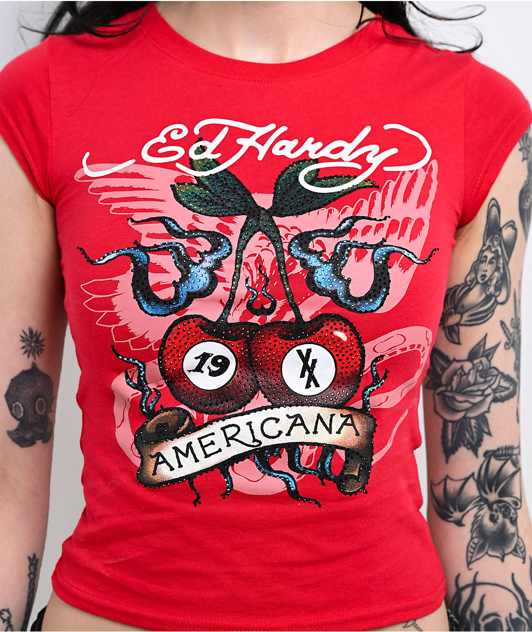 Ed Hardy x MGK Cherries Red T-Shirt
