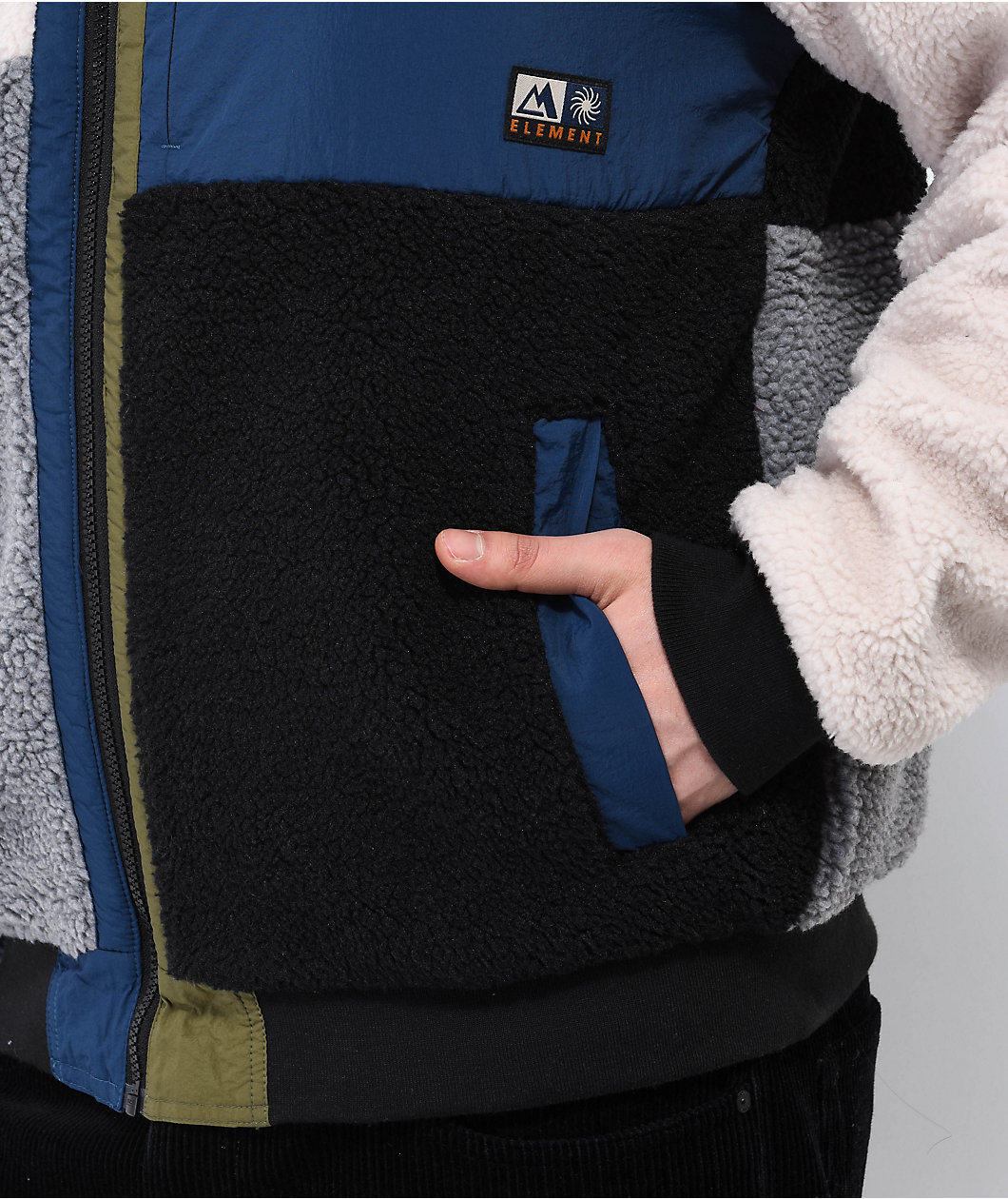 Element Oak 2.0 Black, Grey, & Cream Sherpa Fleece Jacket