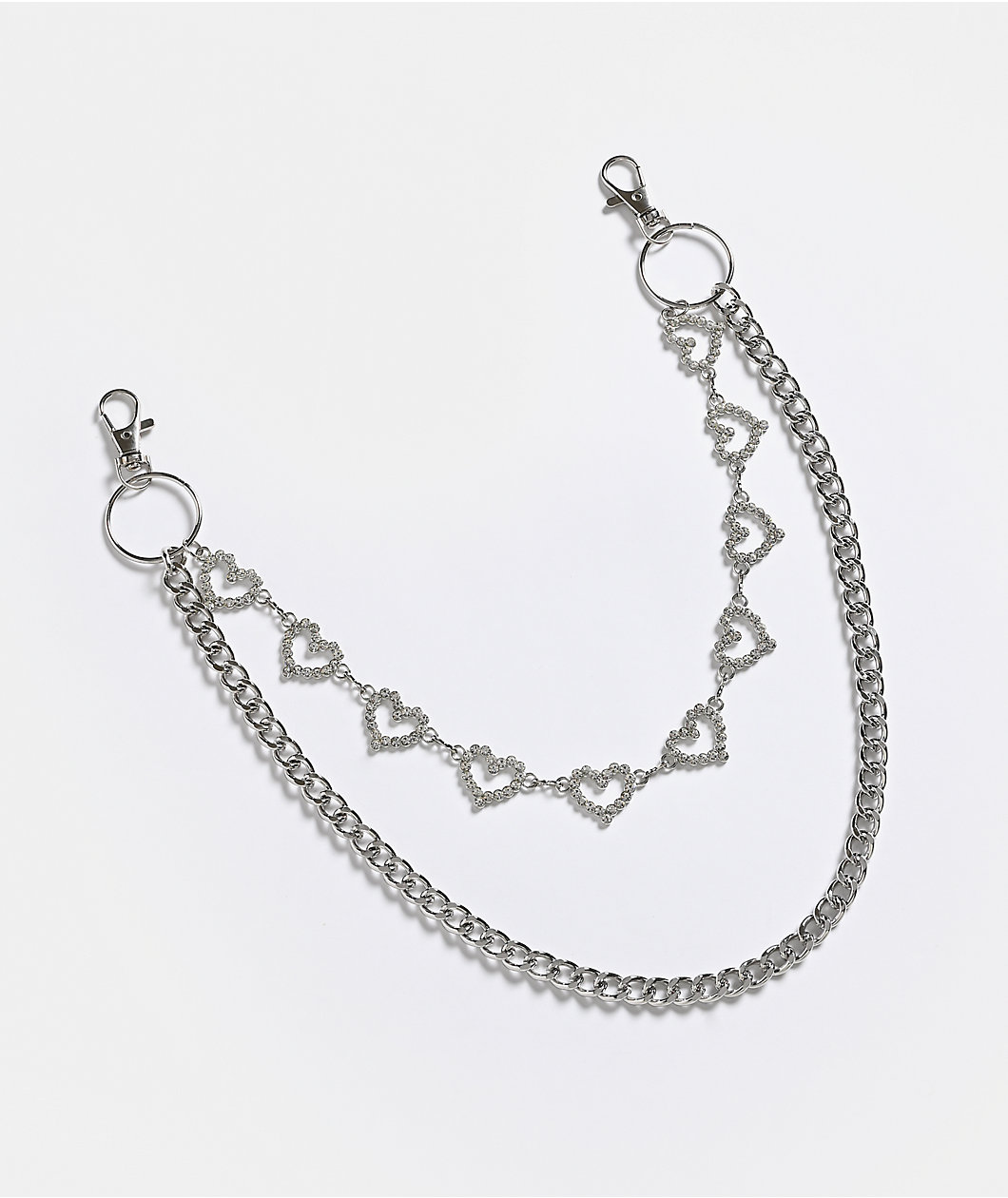 Ella Shea Pave Heart Silver Pocket Chain